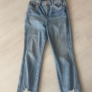 Good American Cropped Distressed Hem Size 28 Jeans